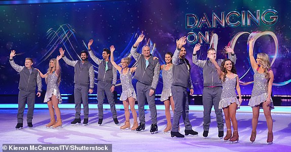 Editorial use only Mandatory Credit: Photo by Kieron McCarron/ITV/Shutterstock (15082076ah) Sam Aston, Mollie Pearce, Dan Edgar, Chris Taylor, Michaela Strachan, Sir Steve Redgrave, Ferne McCann, Anton Ferdinand, Josh Jones, Chelsee Healey and Charlie Brooks 'Dancing on Ice' TV Show, Series 17, Episode 1, Hertfordshire, UK - 12 Jan 2025